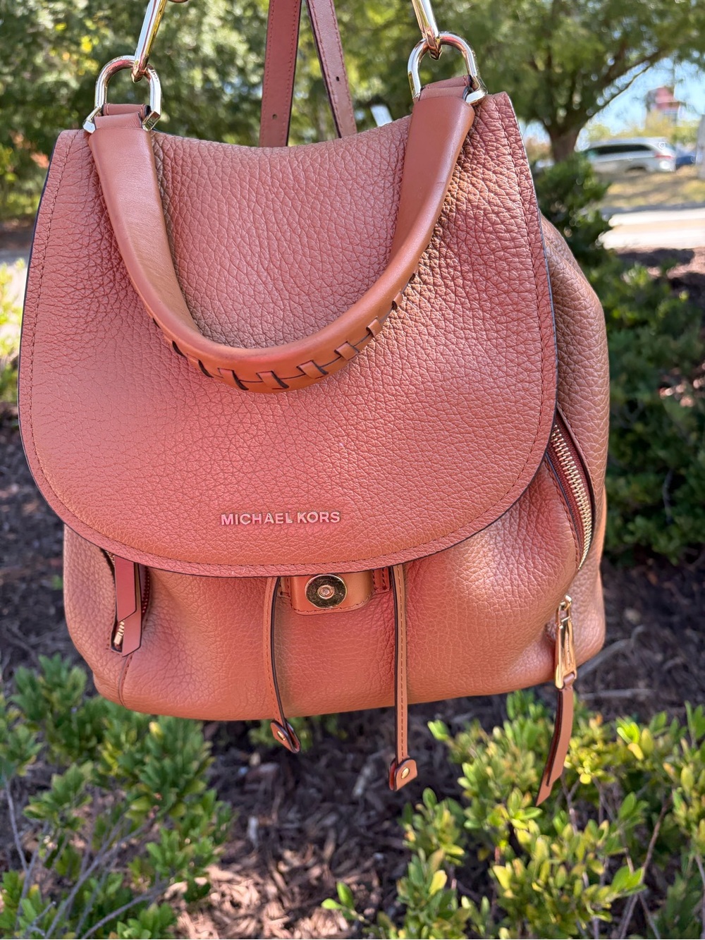 Michael Kors Junie Medium Flap Backpack Brown